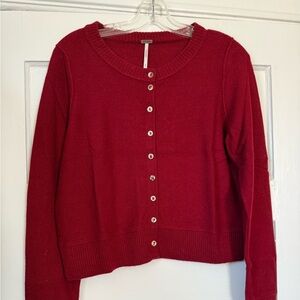 Free People Crimson Button-Front Sweater Cardigan